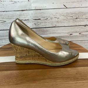 Cole Haan Jocelyn Peep toe wedges in metallic